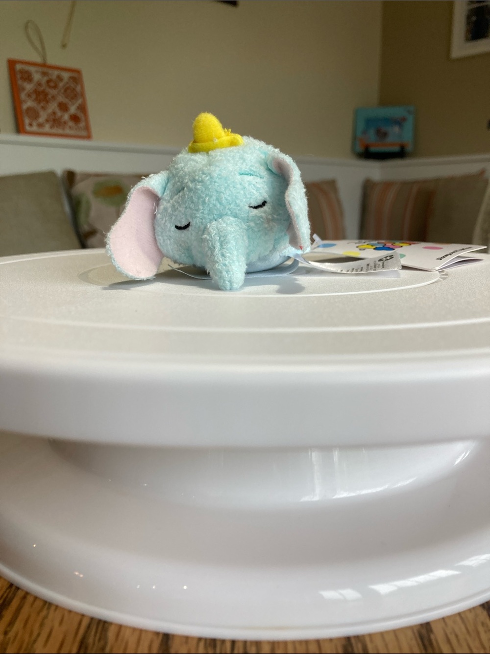 Disney Light Blue Elephant Tsum Tsum with Yellow Accent and Red Stripe